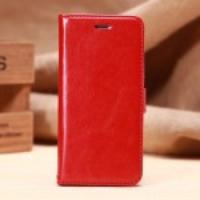 Faux Sheep Leather Wallet Stand Case for iPhone 6 - Red