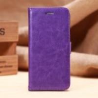 Faux Sheep Leather Wallet Stand Shell Case for iPhone 6 - Purple