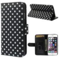 Black Polka Dots Pattern Wallet Leather Stand Case for iPhone 6