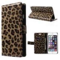 Leopard Pattern Glossy Leather Stand Case w/ Wallet for iPhone 6