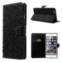 Shiny Rhinestone Leather Card Holder Case for iPhone 6 - Black