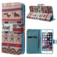 Leather Flip Case Card Holder for iPhone 6 - African Tribe Pattern