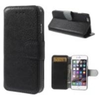 Litchi Grain Flip Wallet Leather Case for iPhone 6 - Black