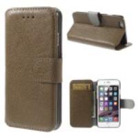 Litchi Grain Magnetic Flip Stand Leather Case for iPhone 6 - Brown