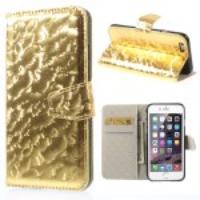 Wave Pattern Leather Wallet Stand Protective Case for iPhone 6 - Gold