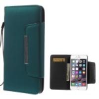 Matte Leather Magnetic Case for iPhone 6 Plus w/ Lanyard - Green