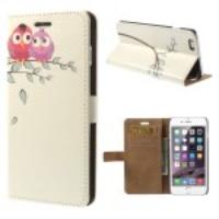 For iPhone 6 Plus Leather Flip Wallet Case - Two Cute Owls