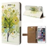 For iPhone 6 Plus Leather Flip Wallet Case - Green Flower Tree