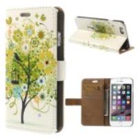 Leather Card Slot Case Cover for iPhone 6 - Green Flower Tree