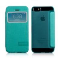 MOMAX Flip View Leather Cover Case for iPhone 5 5s - Cyan