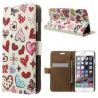 Colorized Hearts Leather Magnetic Case w/ Card Slots for iPhone 6