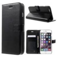 For iPhone 6 Plus Crazy Horse Leather Wallet Stand Case - Black