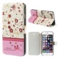 Beautiful Flowers PU Leather Stand Case for iPhone 6