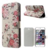 Romantic Flowers PU Leather Stand Case Cover for iPhone 6