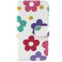 Colorized Flowers Magnetic Wallet Leather Case for iPhone 5c