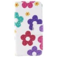 Colorized Flowers Flip Wallet Stand Leather Case for iPhone 5s 5