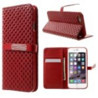 Stylish Rhombus Leather Wallet Stand Case for iPhone 6 Plus - Red