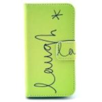 Folio Stand Leather Wallet Case for iPhone 4 4s - Letter Laugh