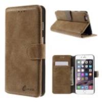 CANOSE for iPhone 6 Plus Frosted Leather Wallet Bracket Case - Brown