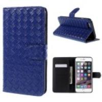 Woven Pattern Magnetic Leather Stand Case for iPhone 6 Plus - Blue