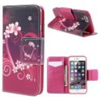 Heart Flowers Flip Leather Case for iPhone 6 with Card Holder