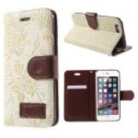 Elegant Flowers PU Leather Stand Case for iPhone 6 - White