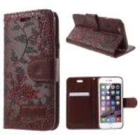 Elegant Flowers PU Leather Stand Case Cover for iPhone 6 - Red