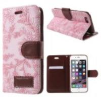 Elegant Flowers Stand Leather Magnetic Case for iPhone 6 - Pink