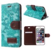 Elegant Flowers PU Leather Stand Case Cover for iPhone 6 - Blue