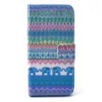 Wallet Leather Phone Case for iPhone 5 5s - Tribal Elephants