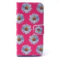 Leather Folio Phone Protective Case for iPhone 5 5s - Daisy Pattern