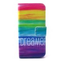 Folio Leather Wallet Phone Case for iPhone 5 5s - Rainbow Stripes