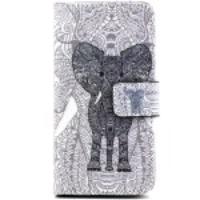 Wallet Leather Case for iPhone 5 5s with Stand - Tribal Elephant