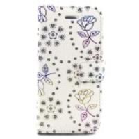 Diamond & Flower Pattern Leather Phone Case for iPhone 6 - White