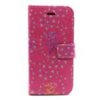 Diamond & Flower Folio Leather Phone Case for iPhone 6 - Rose