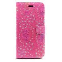 Diamond & Flower Pattern Leather Phone Case for iPhone 6 Plus - Rose