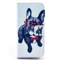 Flip Leather Protective Case for iPhone 5c - Pug Wearing Glasses