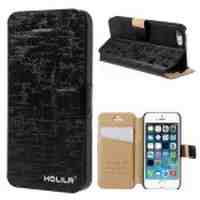 HOLILA Textured Leather Card Holder Case for iPhone 5s 5 - Black