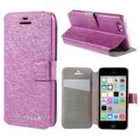 HOLILA Silk Texture Leather Case Cover for iPhone 5c - Rose