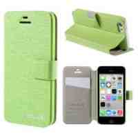 HOLILA Silk Texture Leather Cover Case for iPhone 5c - Green