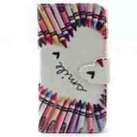 Pencil Pattern Wallet Leather Stand Phone Case for iPhone 5s 5