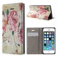 For iPhone 5s 5 Magnetic Stand Leather Case Cover - Pretty Roses