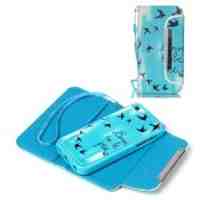 Detachable Card Holder Leather Phone Case for iPhone 5c - Flying Birds