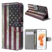 PU Leather Wallet Case for iPhone 6s - Retro American Flag