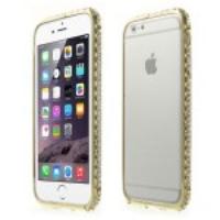 Round Diamonds Studded Metal Bumper Rim Case for iPhone 6 - Gold