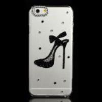 High-heeled Shoe Rhinestones Clear Hard Case for iPhone 6 - Black