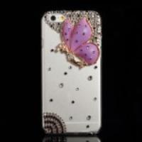 Butterfly Girl Rhinestone Plastic Case for iPhone 6 4.7 inch - Purple