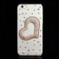 Rhinestone Heart Hard Crystal Case for iPhone 6 - Rose