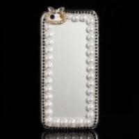 Pearl Rhinestone Clear Hard Case for iPhone 6 - Black