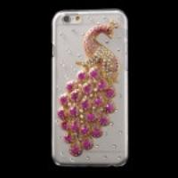 Shiny Rhinestone Peacock Hard Crystal Case for iPhone 6 - Rose